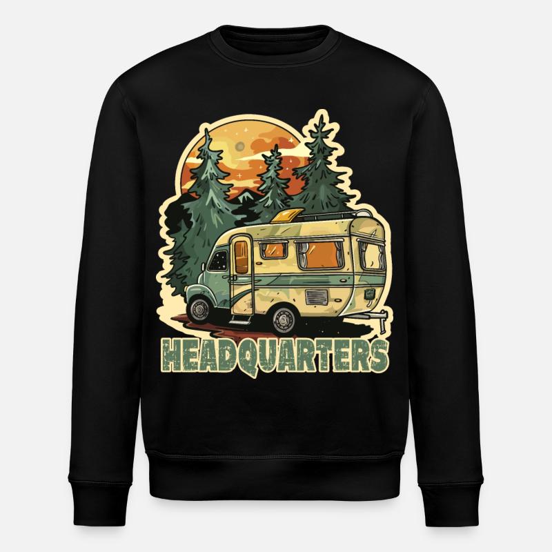 Waldcamper im Sonnenuntergang Campingfreund - Stanley/Stella Unisex Bio-Sweatshirt ROLLER - Schwarz
