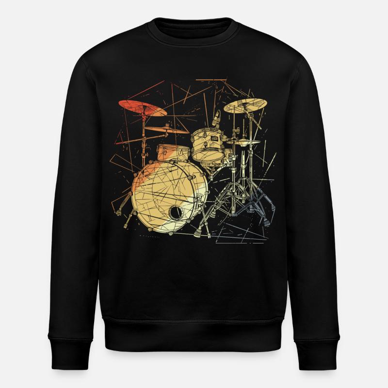 Drums Retrowave - Stanley/Stella ROLLER Unisex Organic Sweatshirt - black