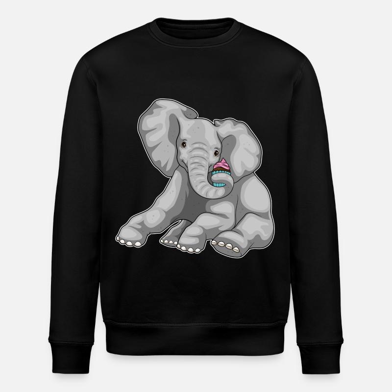 Elephant Cupcake - Stanley/Stella ROLLER Unisex Organic Sweatshirt - black