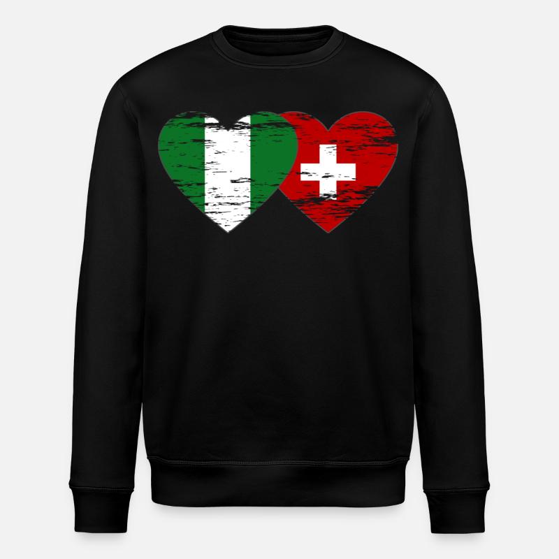 Nigeria Suisse Drapeau Coeur utilisé - Sweat bio ROLLER Stanley/Stella Unisexe - noir