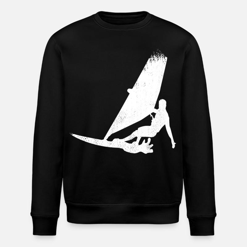 Lustige Windsurfer Skizze - Stanley/Stella Unisex Bio-Sweatshirt ROLLER - Schwarz