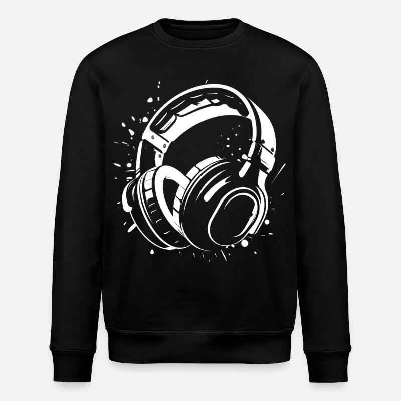 Dj Headphones Sketch - Sweat bio ROLLER Stanley/Stella Unisexe - noir