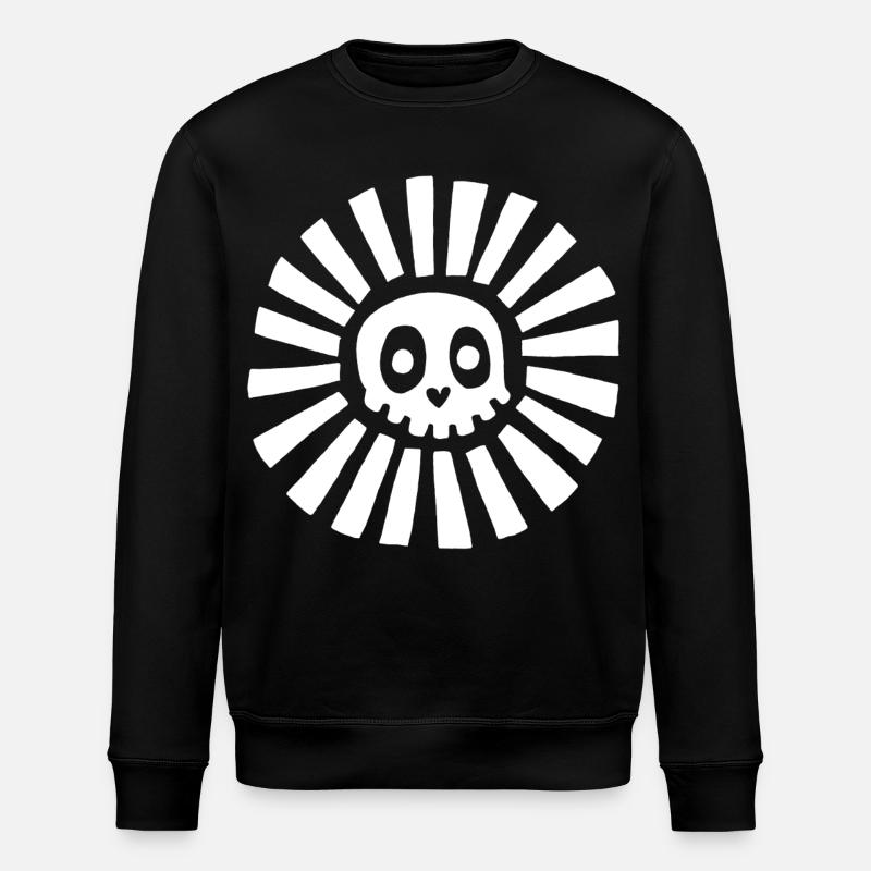 White Sunny Skull - Stanley/Stella ROLLER Unisex Organic Sweatshirt - black
