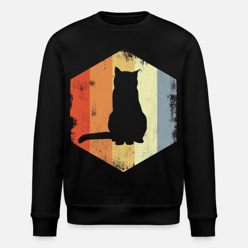 Retro Cat - Stanley/Stella ROLLER Unisex Organic Sweatshirt - black