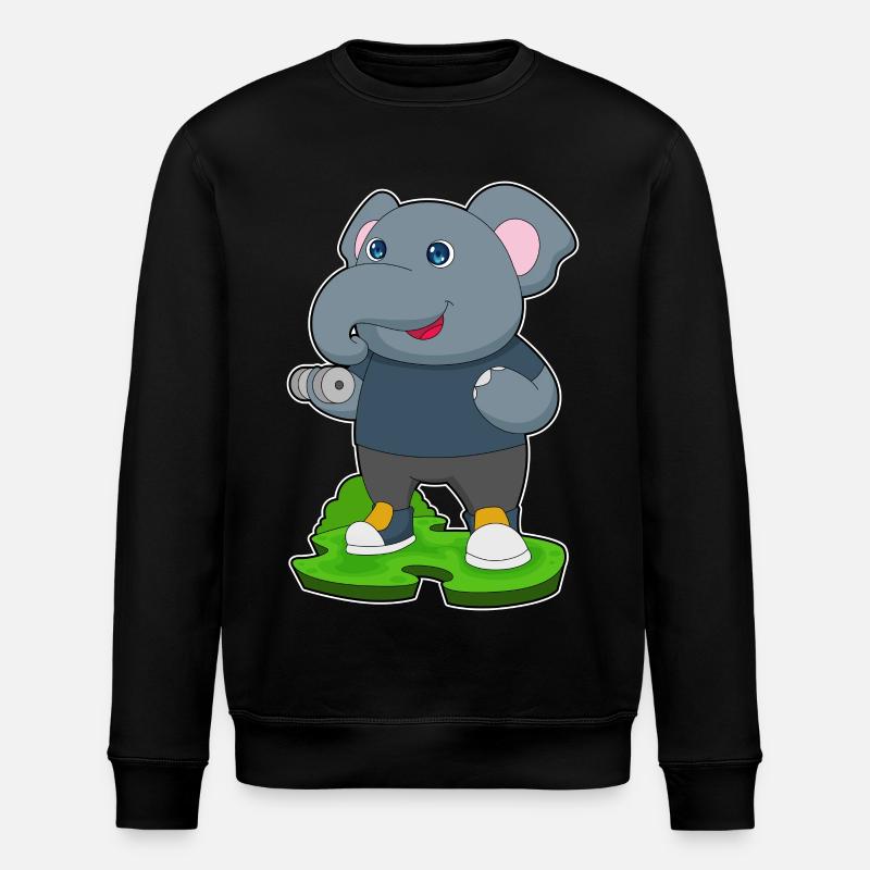 Bodybuilding éléphant avec haltères - Sweat bio ROLLER Stanley/Stella Unisexe - noir