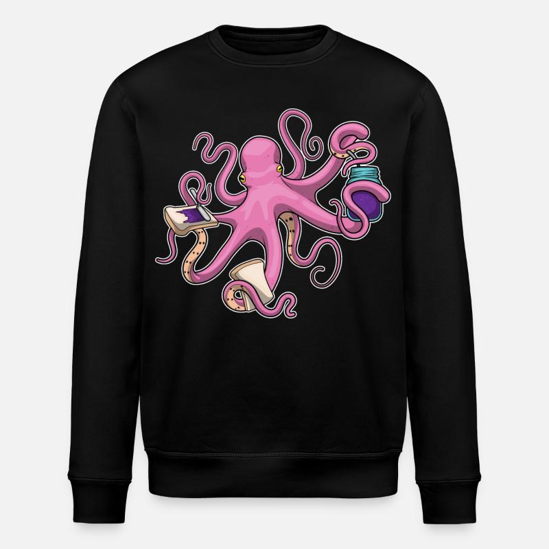 Octopus Sandwich - Stanley/Stella ROLLER Unisex Organic Sweatshirt - black