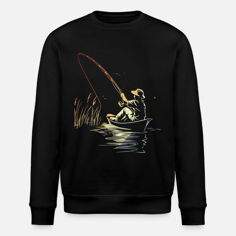 Croquis de pêche rétro - Sweat bio ROLLER Stanley/Stella Unisexe - noir