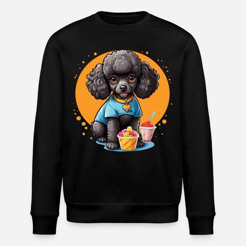Schwarzer Pudel beim Dessert - Stanley/Stella Unisex Bio-Sweatshirt ROLLER - Schwarz