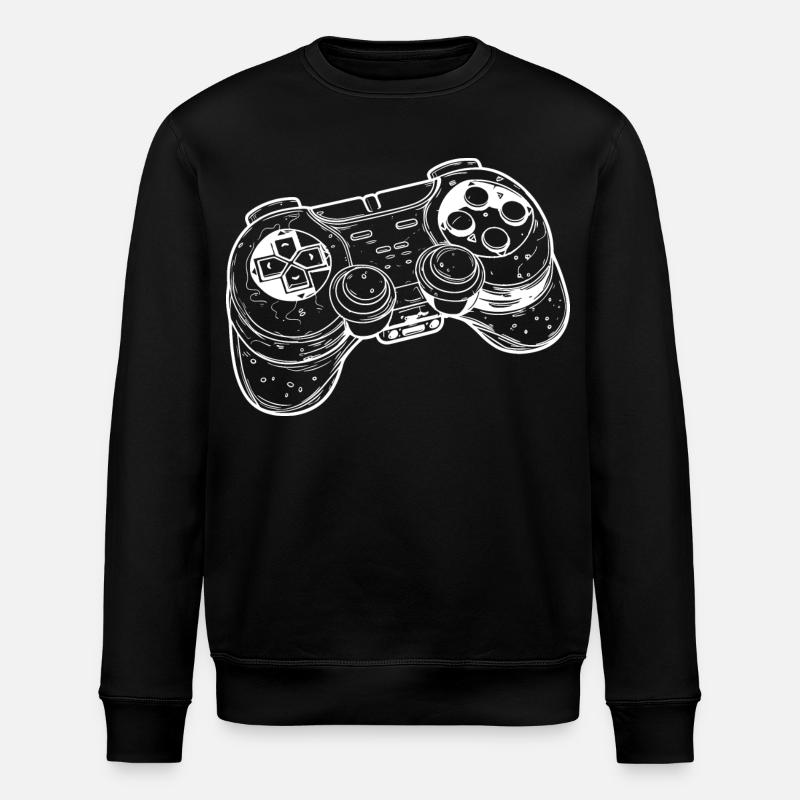 Video Game Controller Drawing - Stanley/Stella ROLLER Unisex Organic Sweatshirt - black