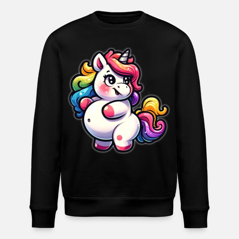 Kunterbuntes Einhorn-Kuscheldesign - Stanley/Stella Unisex Bio-Sweatshirt ROLLER - Schwarz