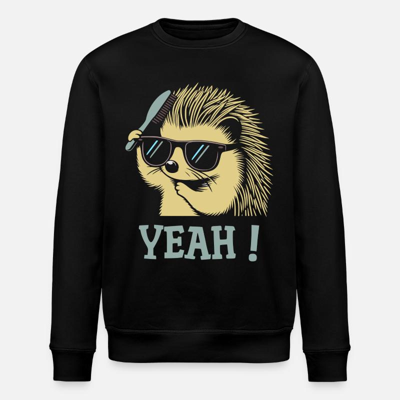 Cool Hedgehog Sunglasses Brush - Stanley/Stella ROLLER Unisex Organic Sweatshirt - black
