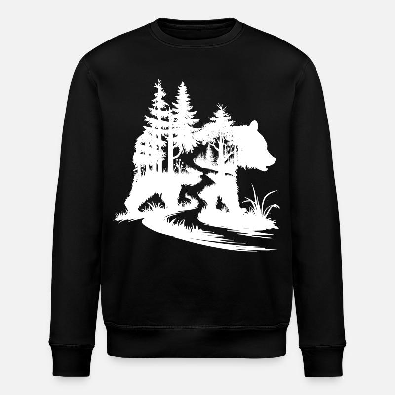 Bären Silhouette Wald Kunst - Stanley/Stella Unisex Bio-Sweatshirt ROLLER - Schwarz