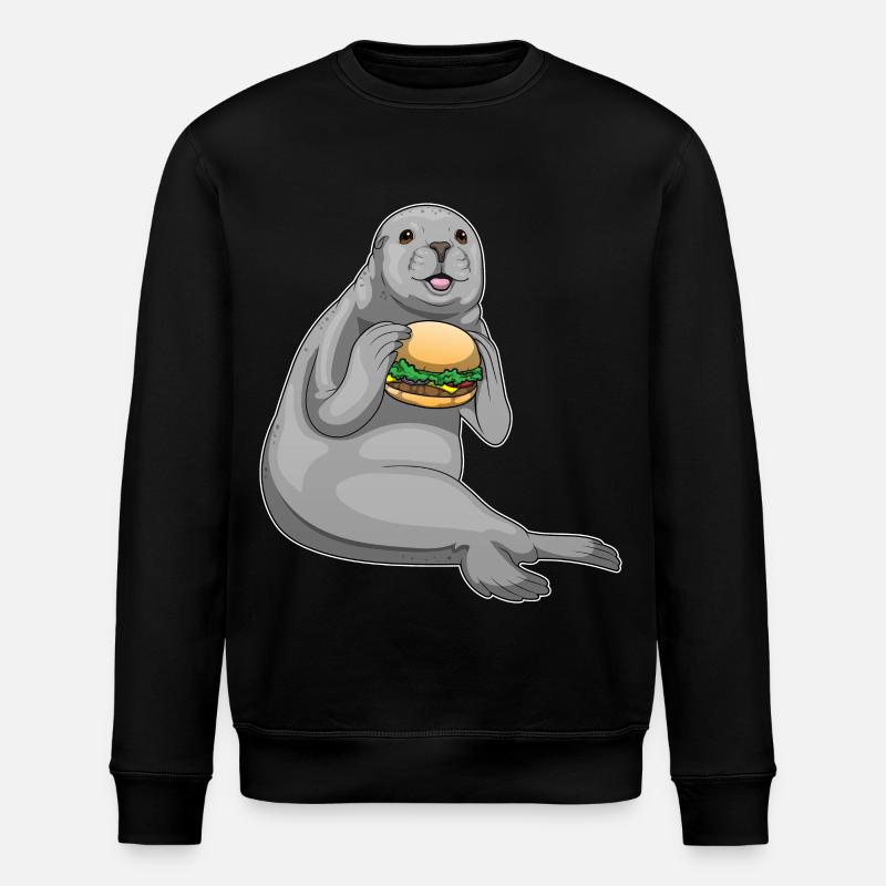 Seal Cheeseburger - Stanley/Stella ROLLER Unisex Organic Sweatshirt - black