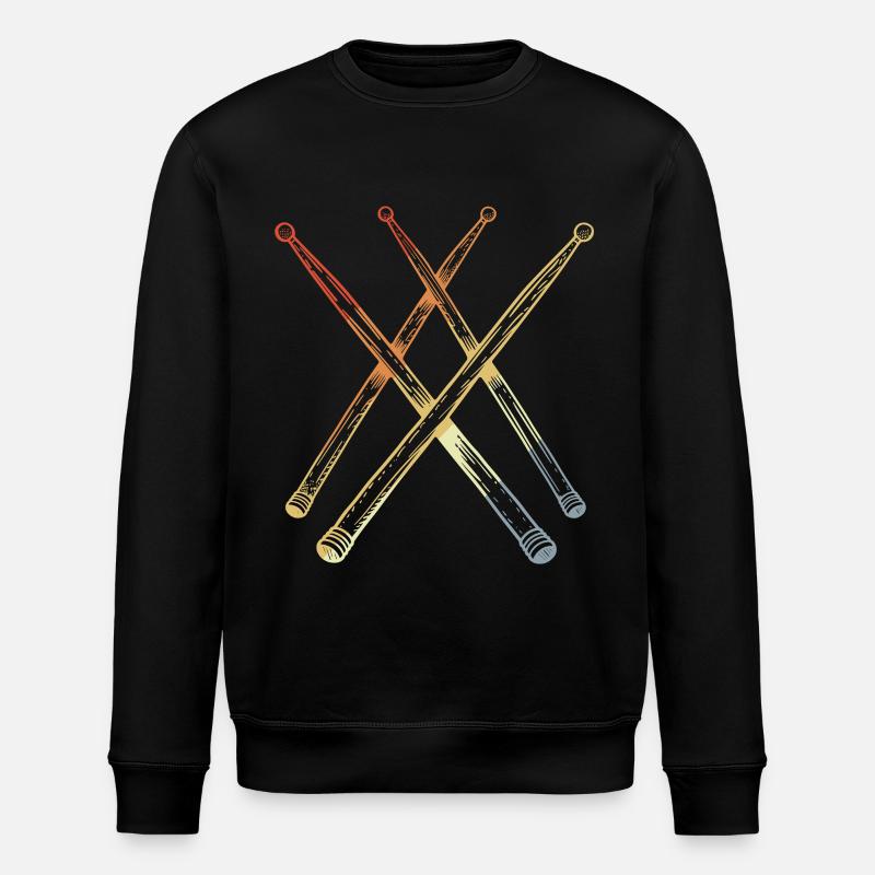 Retro Drumsticks Sketch - Stanley/Stella ROLLER Unisex Organic Sweatshirt - black