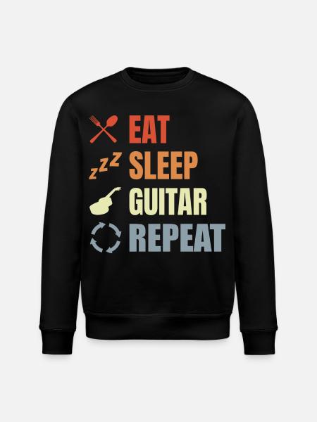 Eat Sleep Guitar Repeat - Stanley/Stella ROLLER Unisex Organic Sweatshirt - black