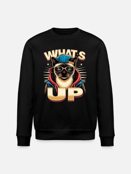Siamese Cat Whats Up Design - Stanley/Stella ROLLER Unisex Organic Sweatshirt - black