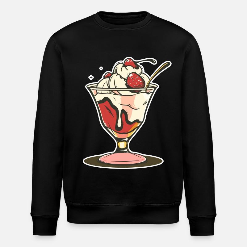 Ice cream sundae Drawing - Stanley/Stella ROLLER Unisex Organic Sweatshirt - black