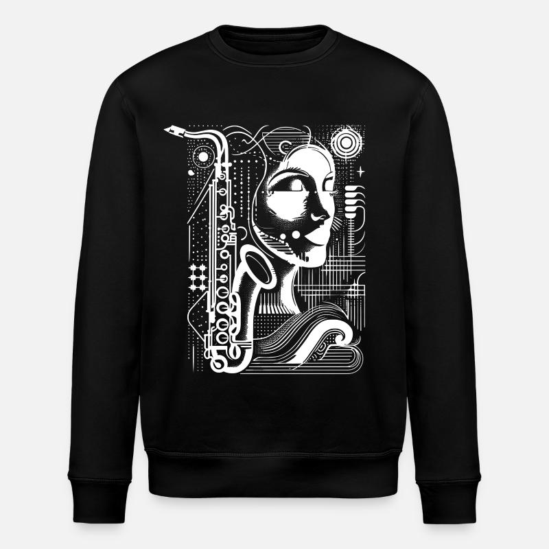 Saxophon Frau - Stanley/Stella Unisex Bio-Sweatshirt ROLLER - Schwarz