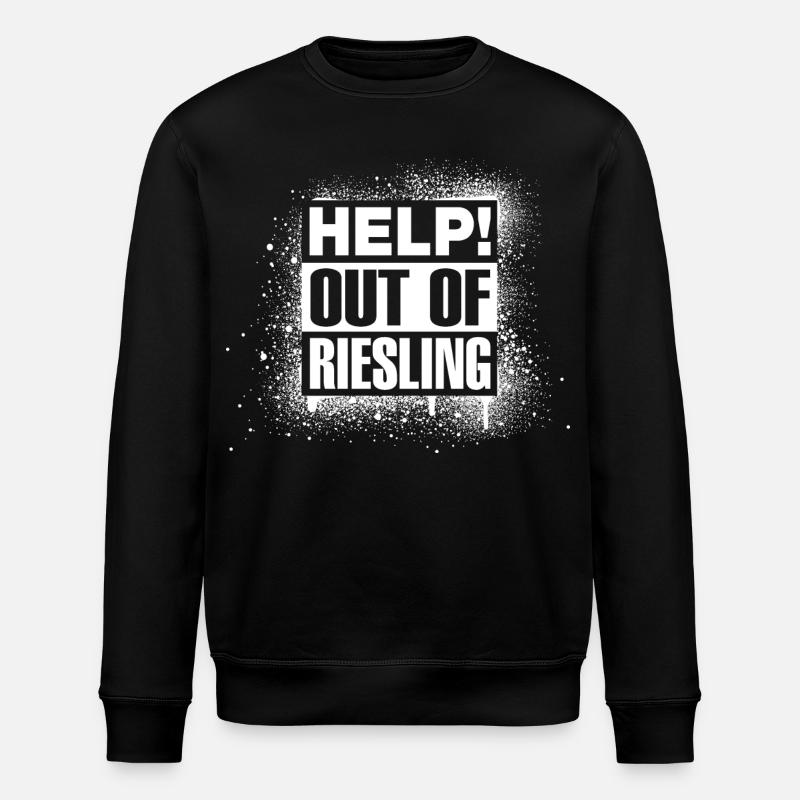 HELP! Out of Riesling - Stanley/Stella ROLLER Unisex Organic Sweatshirt - black