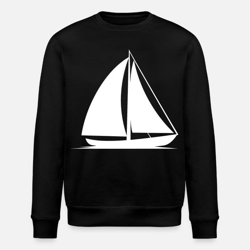 Segelboot Line Art - Stanley/Stella Unisex Bio-Sweatshirt ROLLER - Schwarz