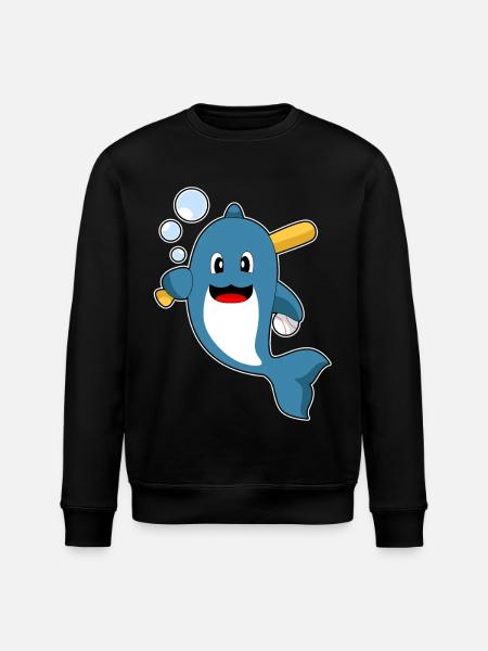 Dolphin Baseball Baseball Bat - Stanley/Stella ROLLER Unisex Organic Sweatshirt - black
