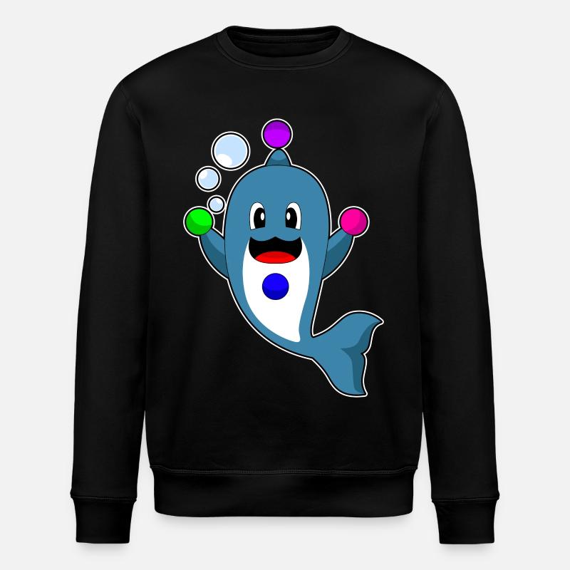 Dolphin juggler juggling - Stanley/Stella ROLLER Unisex Organic Sweatshirt - black