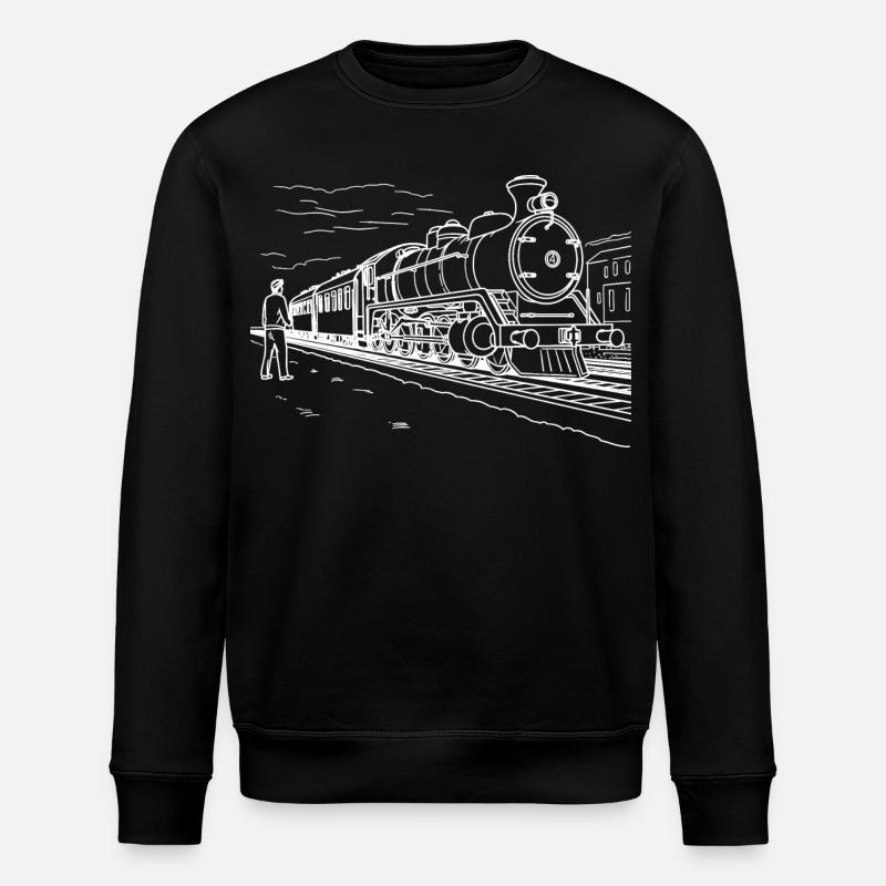 Train Lover Drawing - Stanley/Stella ROLLER Unisex Organic Sweatshirt - black