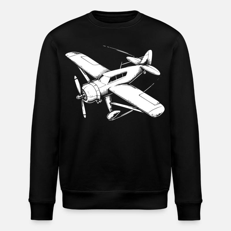 Propeller Plane Drawing - Stanley/Stella ROLLER Unisex Organic Sweatshirt - black