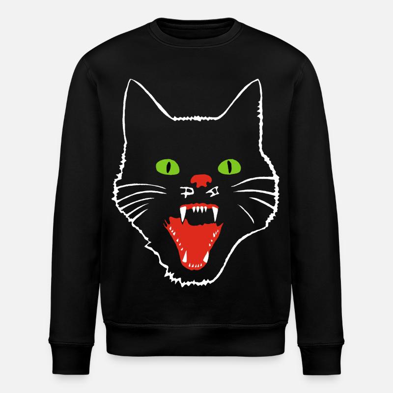 Chat terrifiant aux yeux verts - Sweat bio ROLLER Stanley/Stella Unisexe - noir