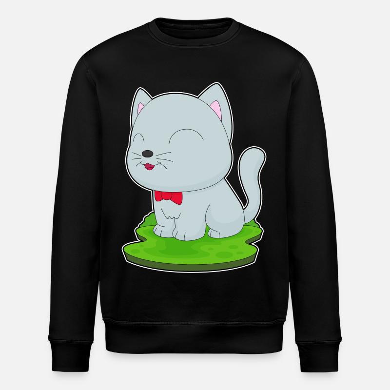 Katze Fliege - Stanley/Stella Unisex Bio-Sweatshirt ROLLER - Schwarz