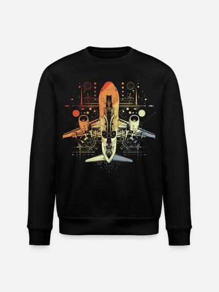 Airplane Drawing Retro Look - Stanley/Stella ROLLER Unisex Organic Sweatshirt - black