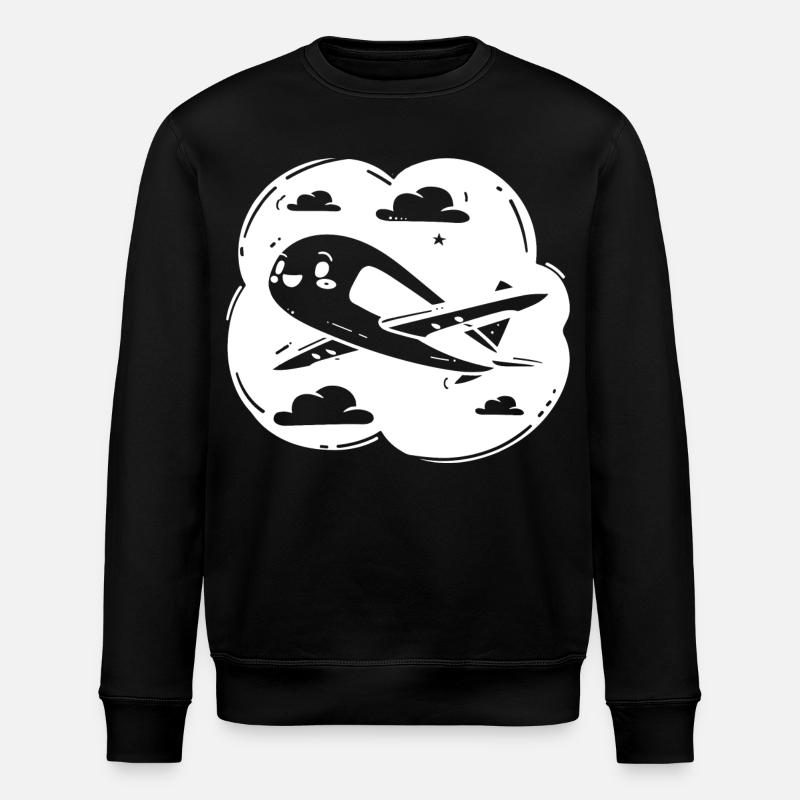 Propellerflugzeug Zeichnung - Stanley/Stella Unisex Bio-Sweatshirt ROLLER - Schwarz