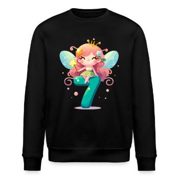 7 Years Fairy Elf Birthday Gift - Stanley/Stella ROLLER Unisex Organic Sweatshirt - black - Front - Nik (191cm)