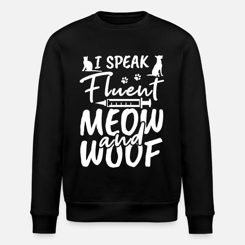 Je parle couramment miaulement et trame - Sweat bio ROLLER Stanley/Stella Unisexe - noir