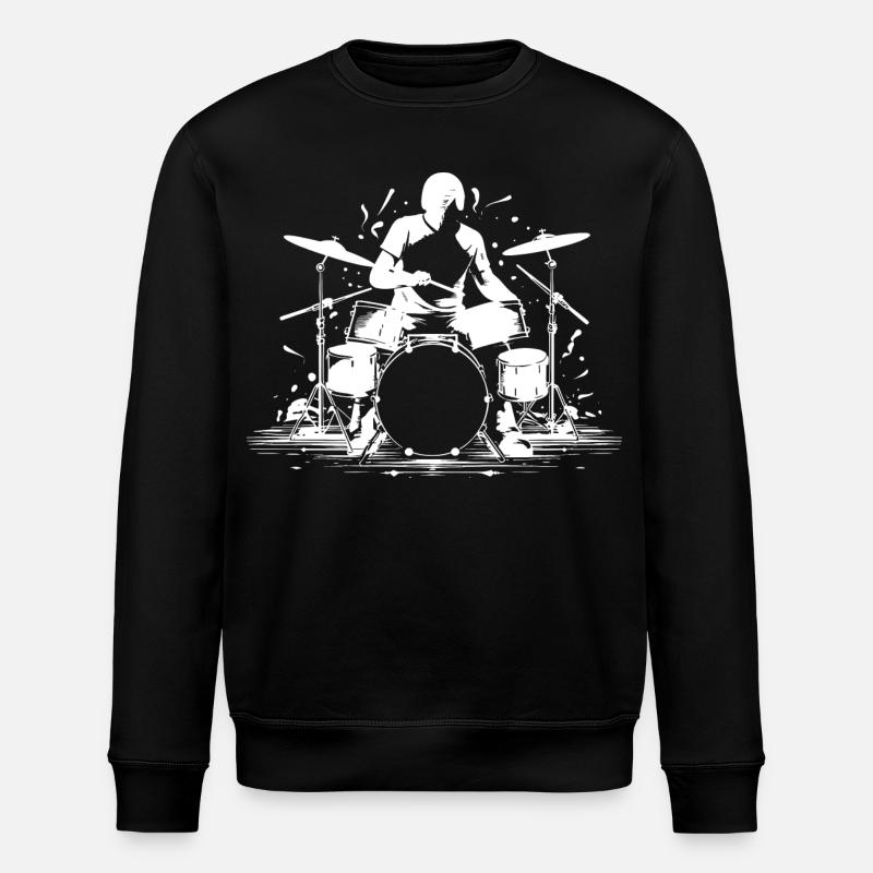 Drummer Graphics - Stanley/Stella ROLLER Unisex Organic Sweatshirt - black