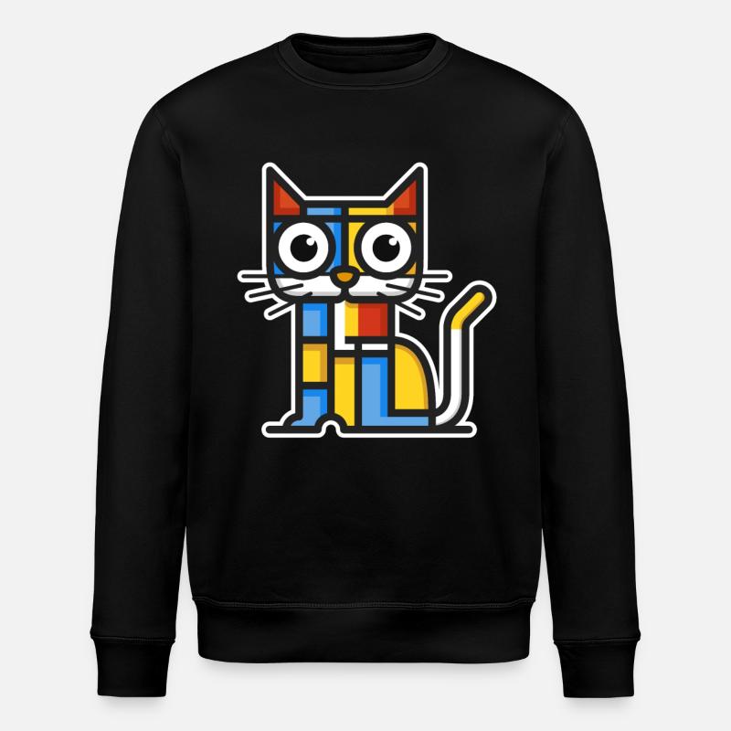 Bunte Illustration einer kubistischen Katze. - Stanley/Stella Unisex Bio-Sweatshirt ROLLER - Schwarz