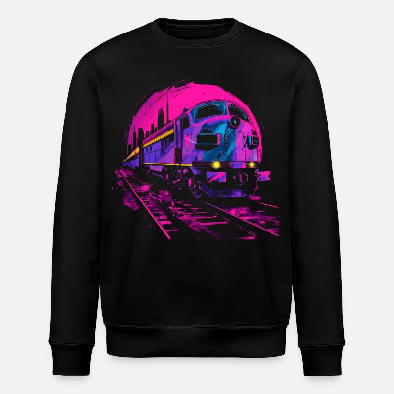 Retrowave Eisenbahn - Stanley/Stella Unisex Bio-Sweatshirt ROLLER - Schwarz