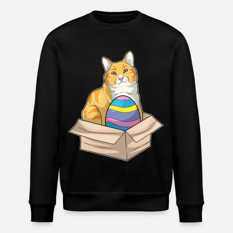 Katze Ostern Osterei - Stanley/Stella Unisex Bio-Sweatshirt ROLLER - Schwarz