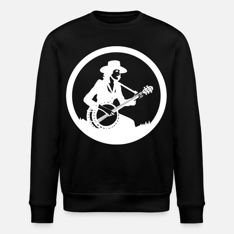 Banjo Player Drawing - Stanley/Stella ROLLER Unisex Organic Sweatshirt - black