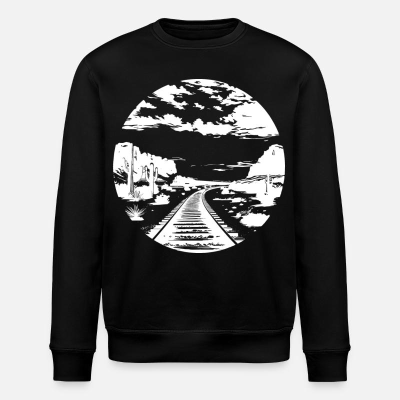 Railway Drawing - Stanley/Stella ROLLER Unisex Organic Sweatshirt - black