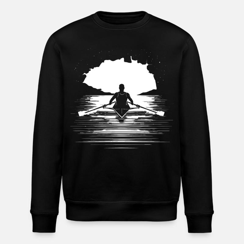 Rower Drawing - Stanley/Stella ROLLER Unisex Organic Sweatshirt - black