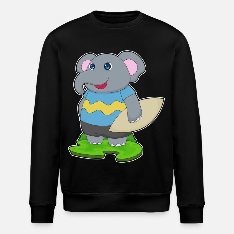 Elefant Surfen Surfbrett Sommer - Stanley/Stella Unisex Bio-Sweatshirt ROLLER - Schwarz