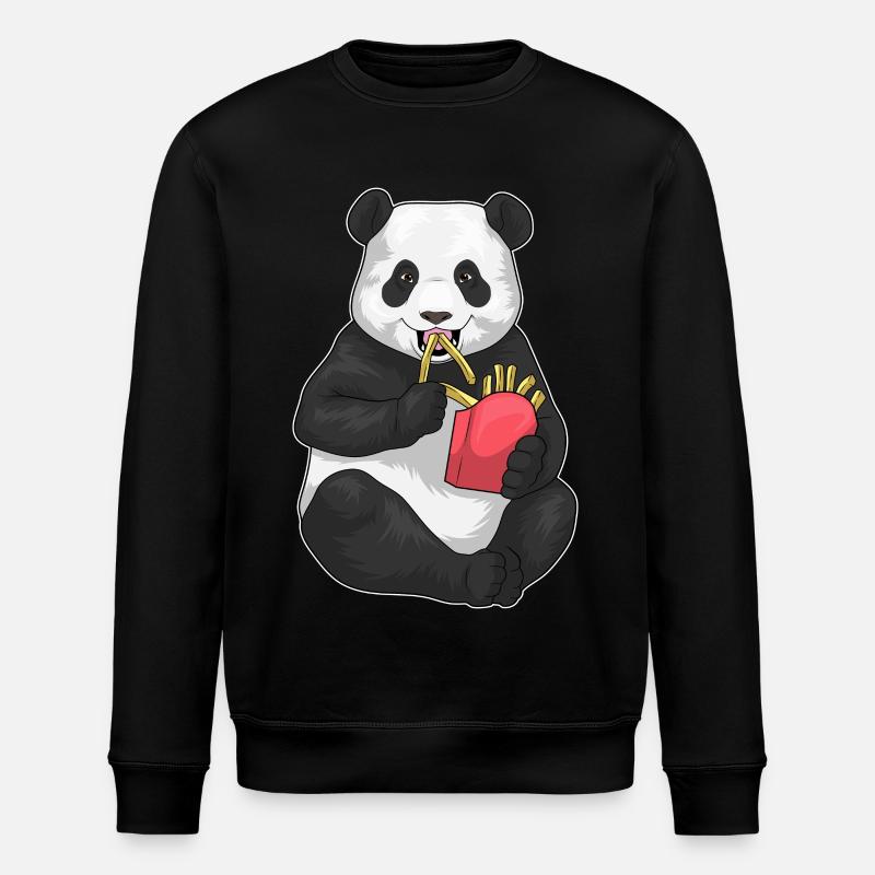 Panda Pommes frites - Stanley/Stella Unisex Bio-Sweatshirt ROLLER - Schwarz