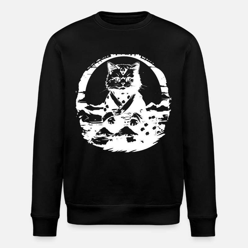 Japanische Katze - Stanley/Stella Unisex Bio-Sweatshirt ROLLER - Schwarz