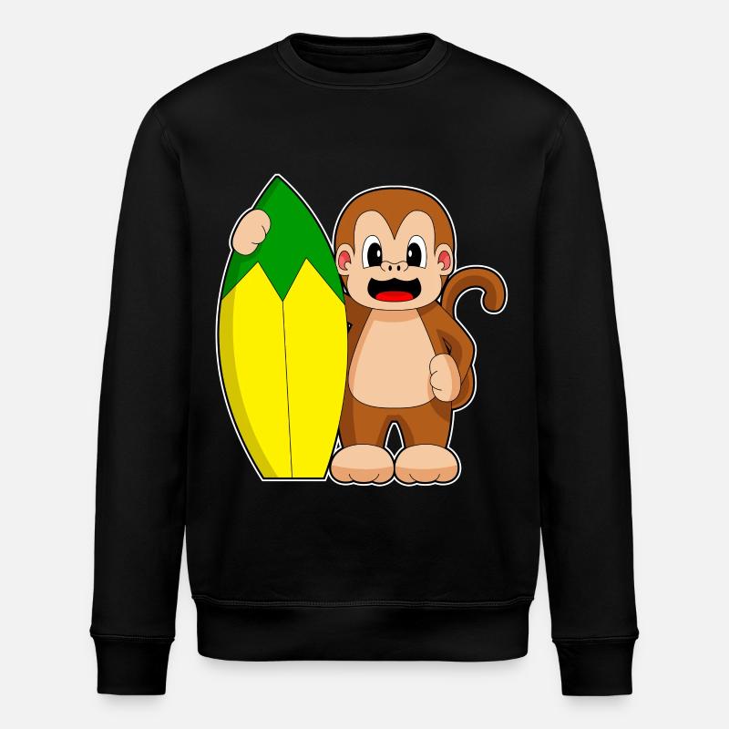 Monkey Banana Surfing - Stanley/Stella ROLLER Unisex Organic Sweatshirt - black