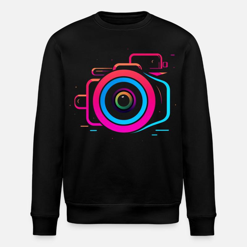 Camera Synthwave Style - Stanley/Stella ROLLER Unisex Organic Sweatshirt - black