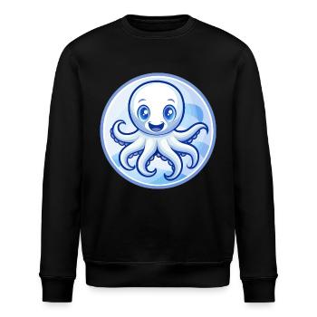 Octopus Blue Kawaii Cartoon Character Clipart Pet - Stanley/Stella ROLLER Unisex Organic Sweatshirt - black - Front - Nik (191cm)