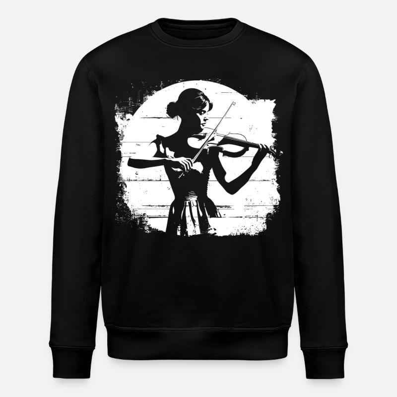 Geigen Frau Zeichnung - Stanley/Stella Unisex Bio-Sweatshirt ROLLER - Schwarz
