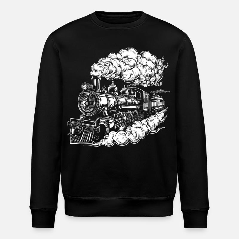 Dampflokomotive Grafik - Stanley/Stella Unisex Bio-Sweatshirt ROLLER - Schwarz