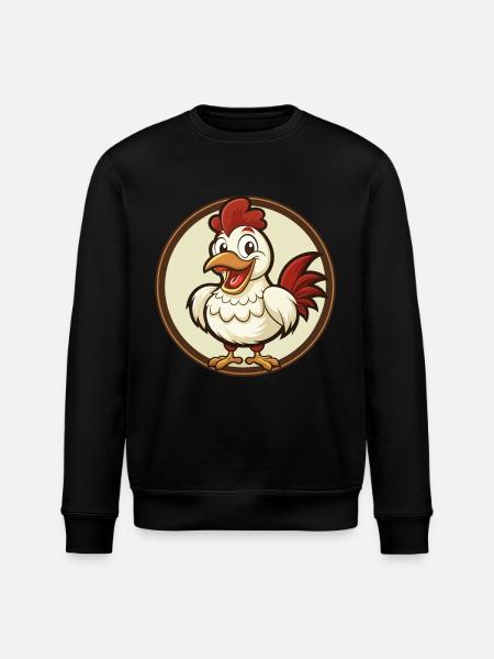 kylling, farverig, kawaii, tegneseriefigur Clipart - Stanley/Stella økologisk unisex-sweatshirt ROLLER - sort